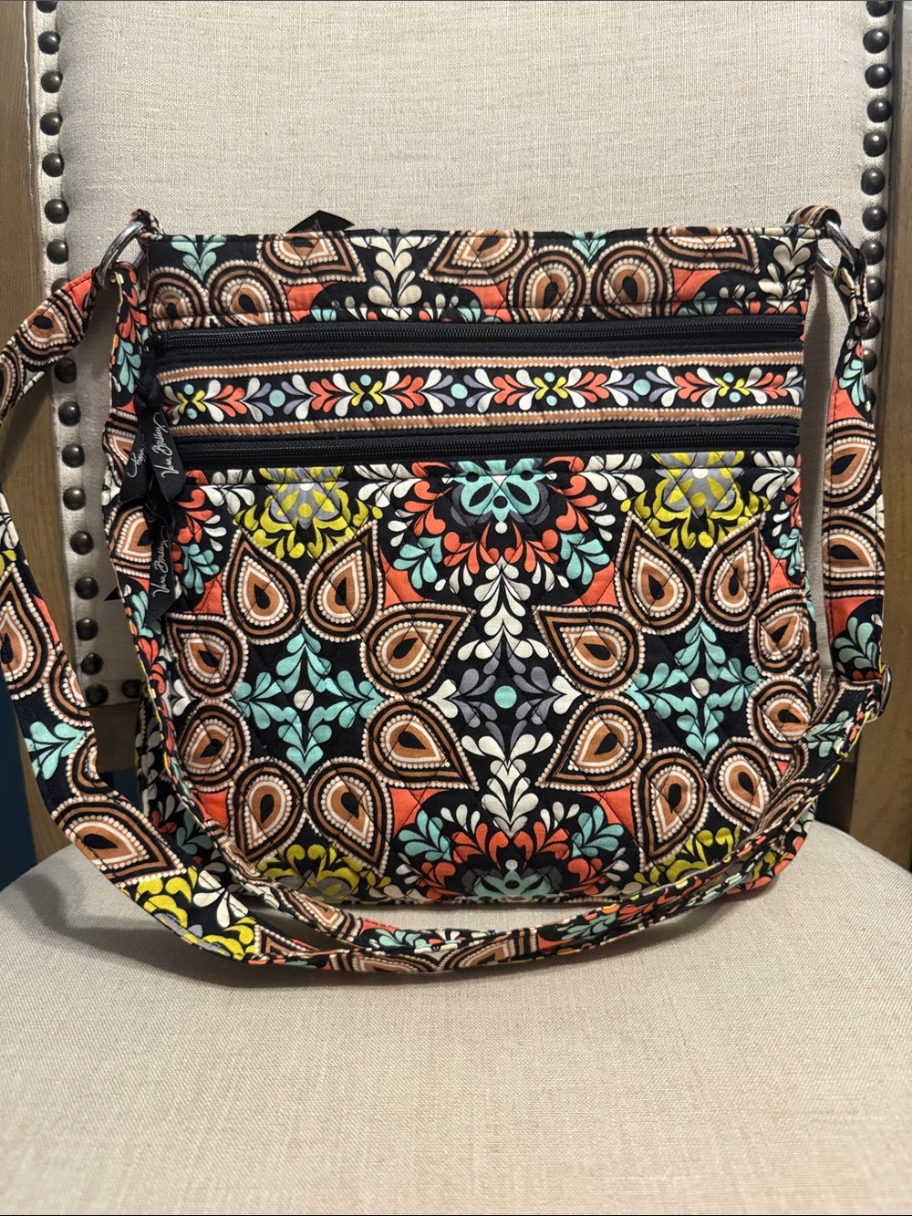 Vera Bradley Triple-Zip Hipster Crossbody Bag in Sierra Paisley Pattern